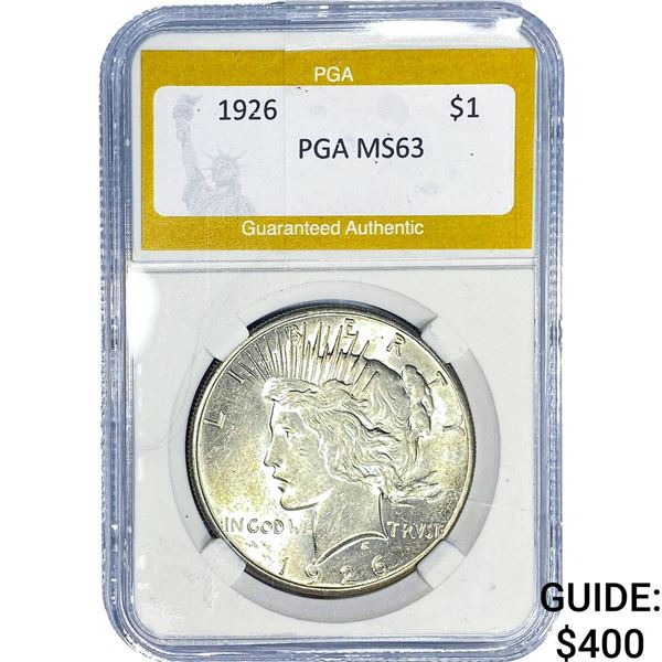 1926 Silver Peace Dollar PGA MS63