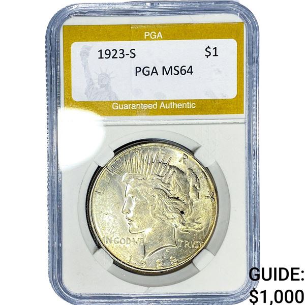 1923-S Silver Peace Dollar PGA MS64