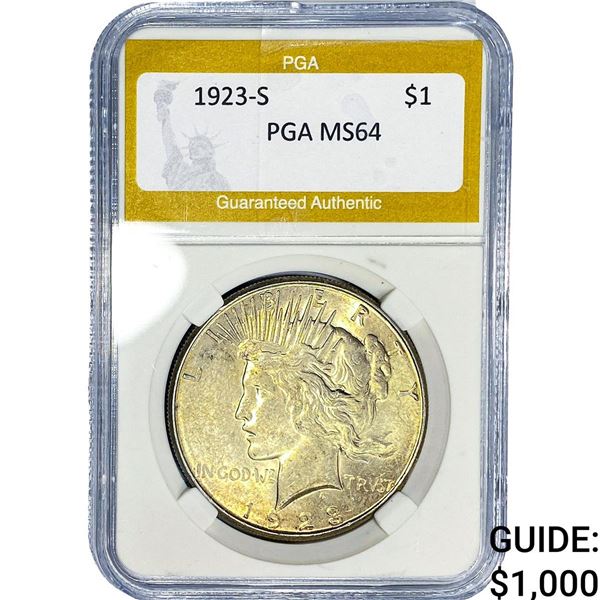 1923-S Silver Peace Dollar PGA MS64