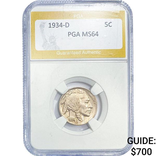 1934-D Buffalo Nickel PGA MS64