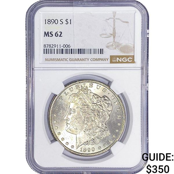 1890-S Morgan Silver Dollar NGC MS62