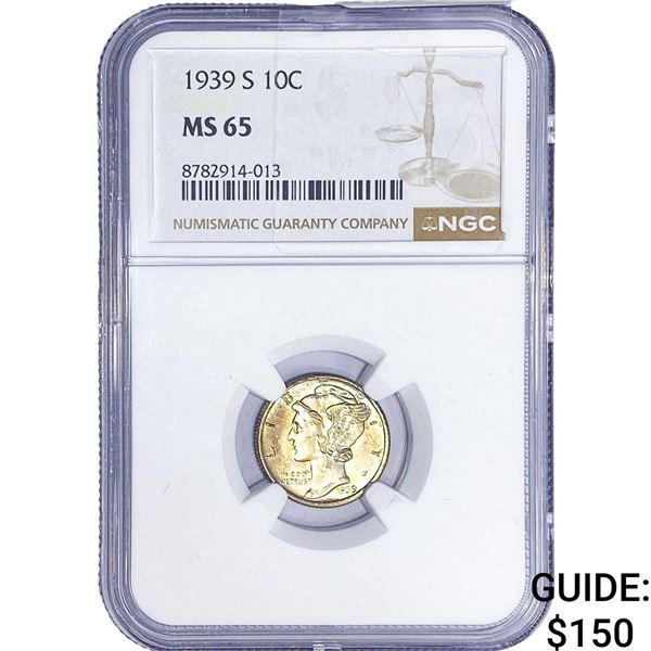 1939-S Mercury Silver Dime NGC MS65