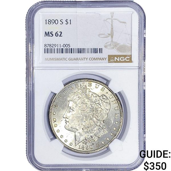 1890-S Morgan Silver Dollar NGC MS62