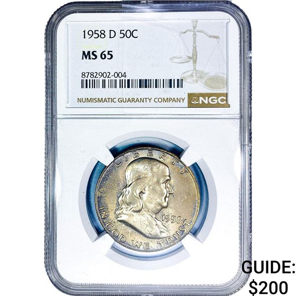 1958-D Franklin Half Dollar NGC MS65