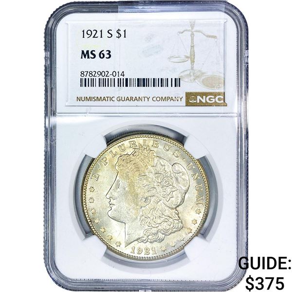 1921-S Morgan Silver Dollar NGC MS63