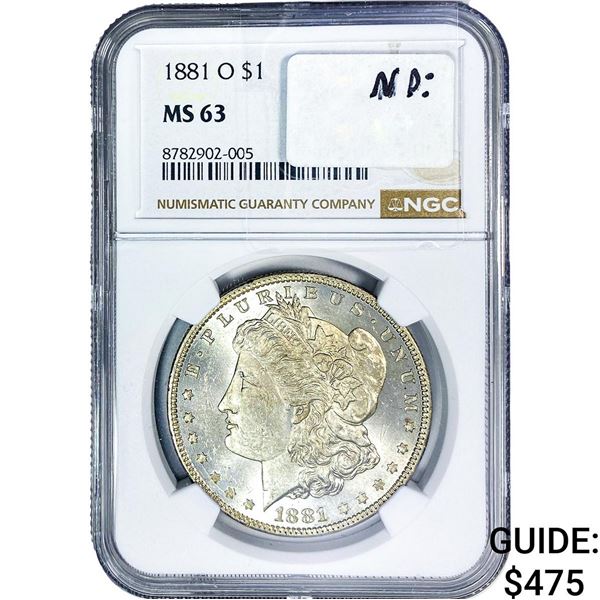 1881-O Morgan Silver Dollar NGC MS63