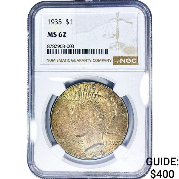 1935 Silver Peace Dollar NGC MS62
