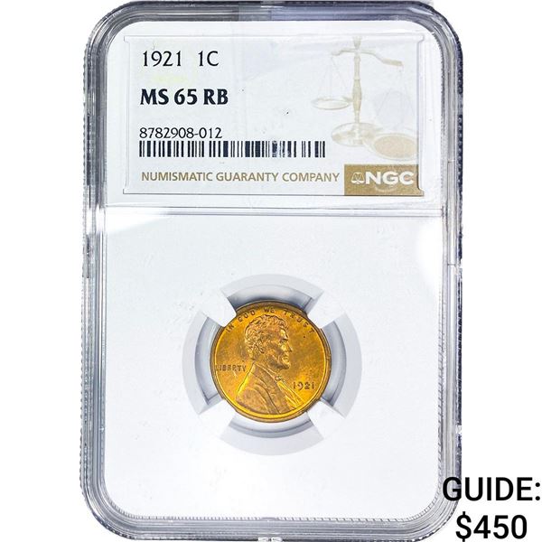 1921 Wheat Cent NGC MS65 RB