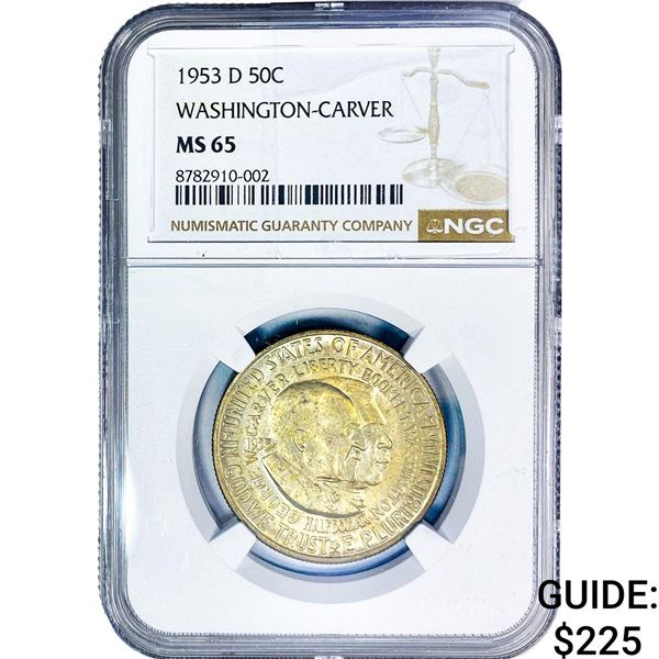 1953-D Washington Carver Half Dollar NGC MS65