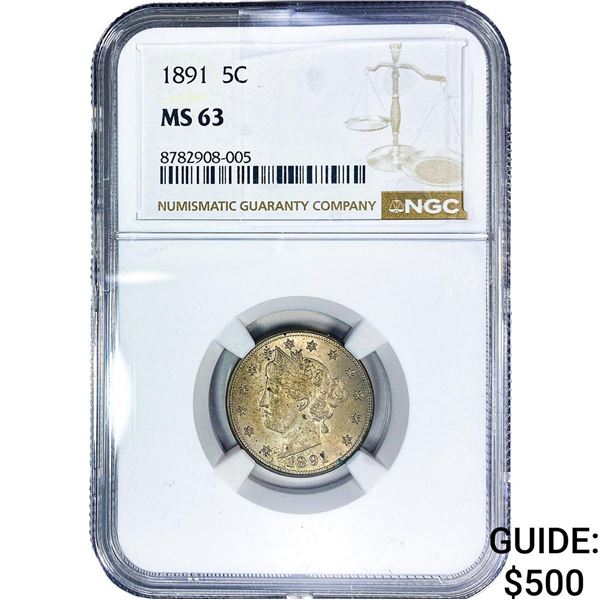 1891 Liberty Victory Nickel NGC MS63