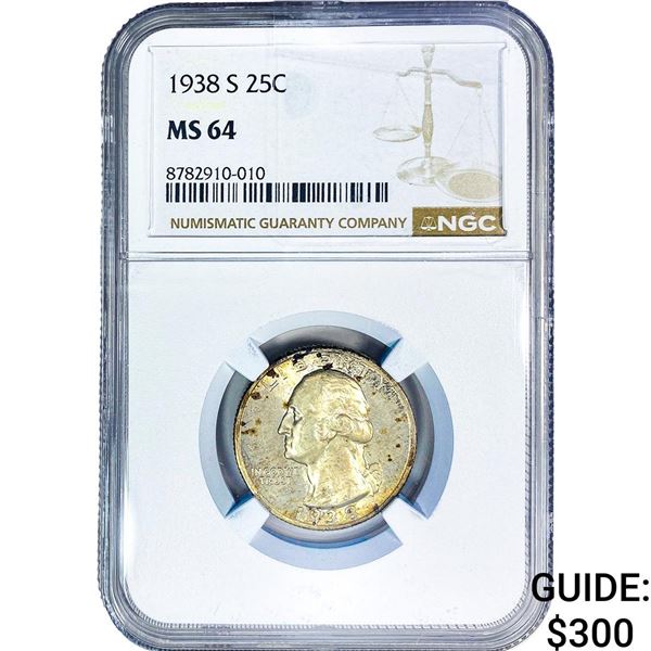 1938-S Washington Silver Quarter NGC MS64