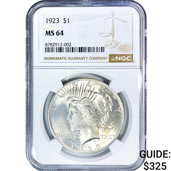 1923 Silver Peace Dollar NGC MS64
