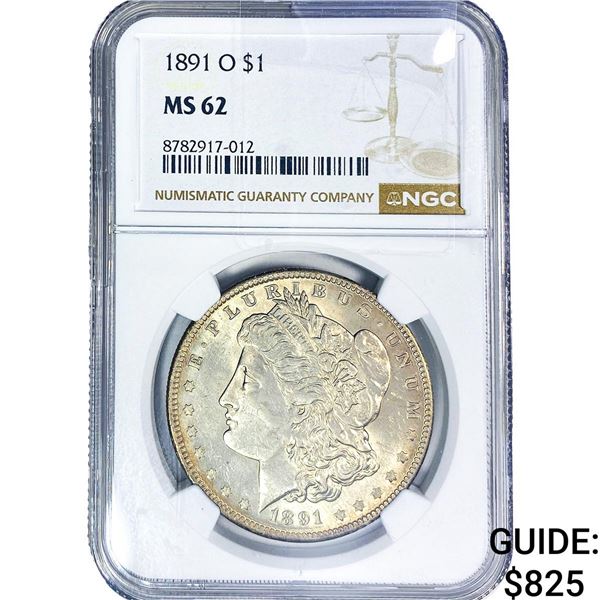 1891-O Morgan Silver Dollar NGC MS62