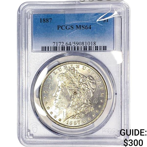 1887 Morgan Silver Dollar PCGS MS64