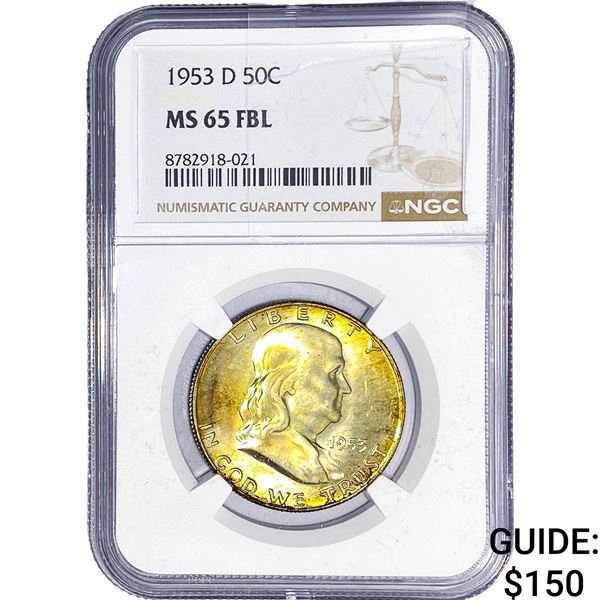 1953-D Franklin Half Dollar NGC MS65 FBL