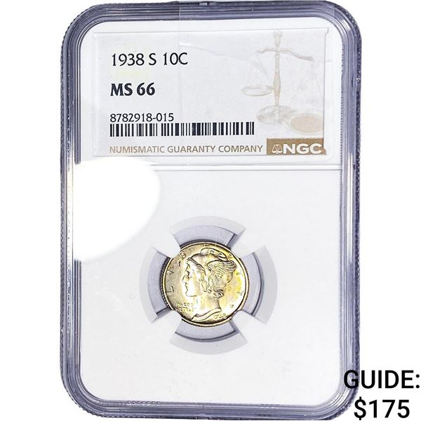 1938-S Mercury Silver Dime NGC MS66