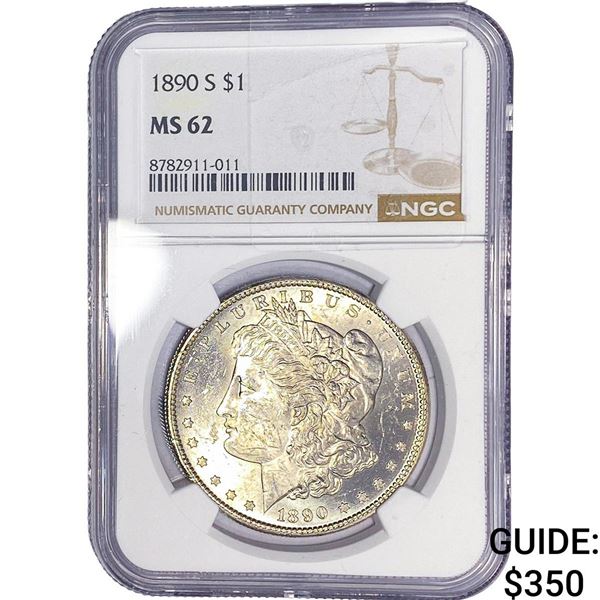 1890-S Morgan Silver Dollar NGC MS62