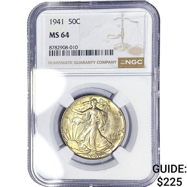 1941 Walking Liberty Half Dollar NGC MS64