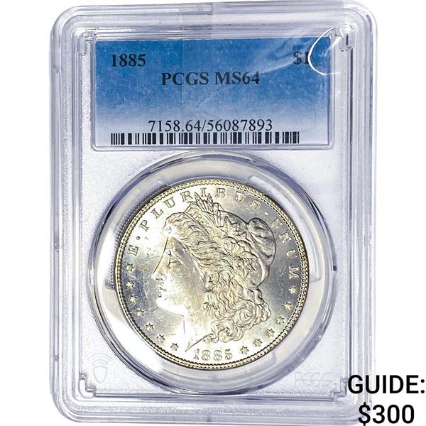1885 Morgan Silver Dollar PCGS MS64