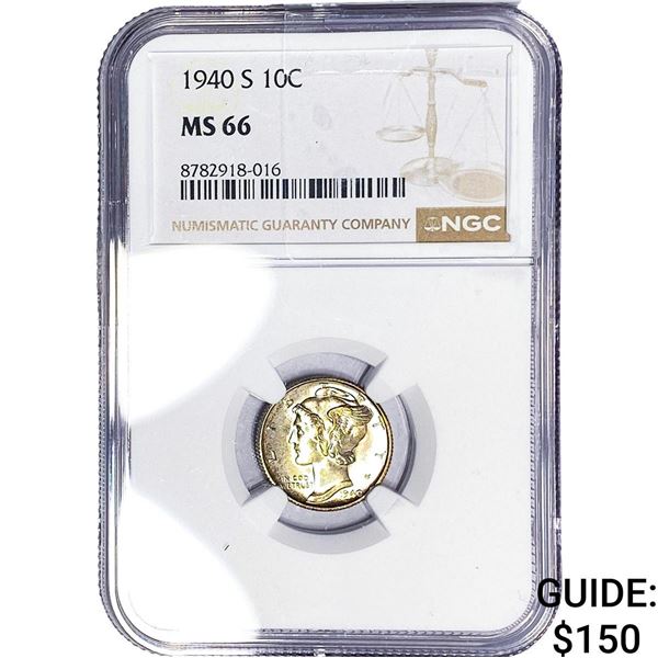 1940-S Mercury Silver Dime NGC MS66