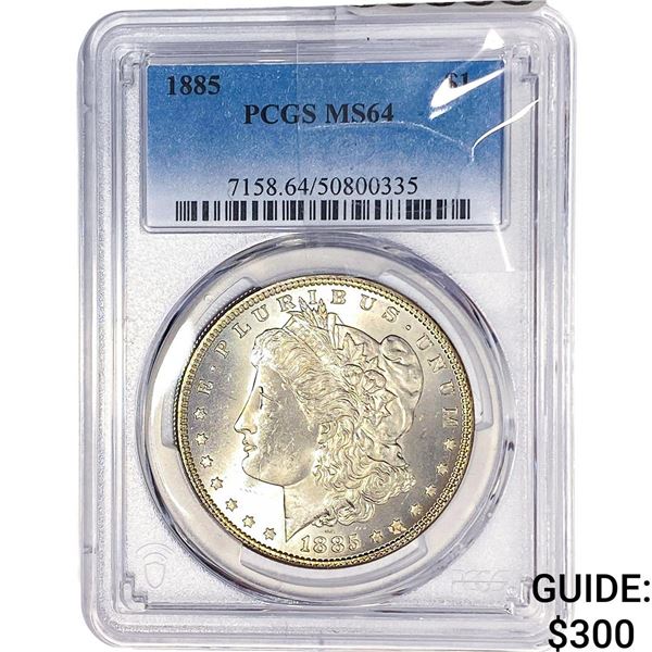 1885 Morgan Silver Dollar PCGS MS64