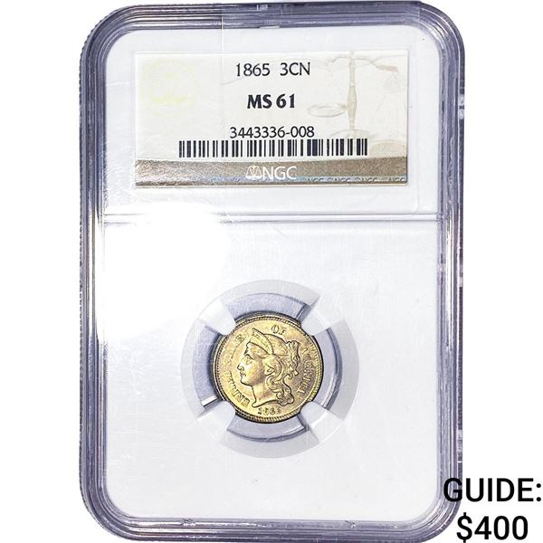 1865 Nickel Three Cent NGC MS61
