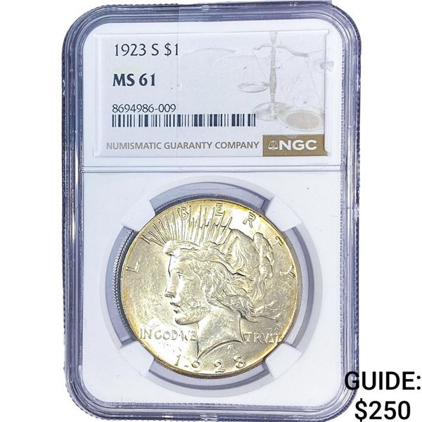 1923-S Silver Peace Dollar NGC MS61
