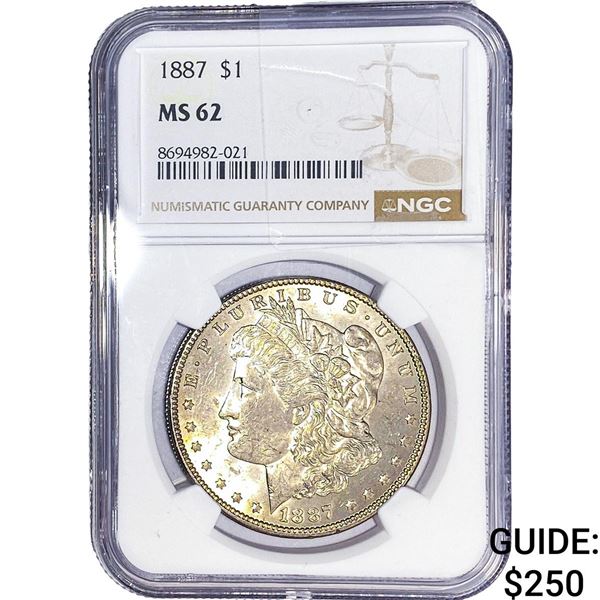 1887 Morgan Silver Dollar NGC MS62