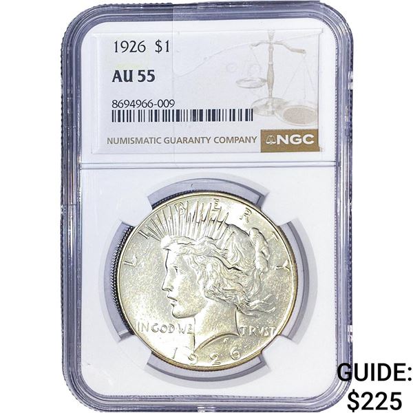 1926 Silver Peace Dollar NGC AU55