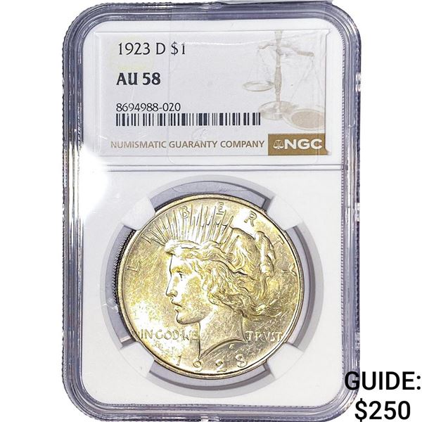 1923-D Silver Peace Dollar NGC AU58