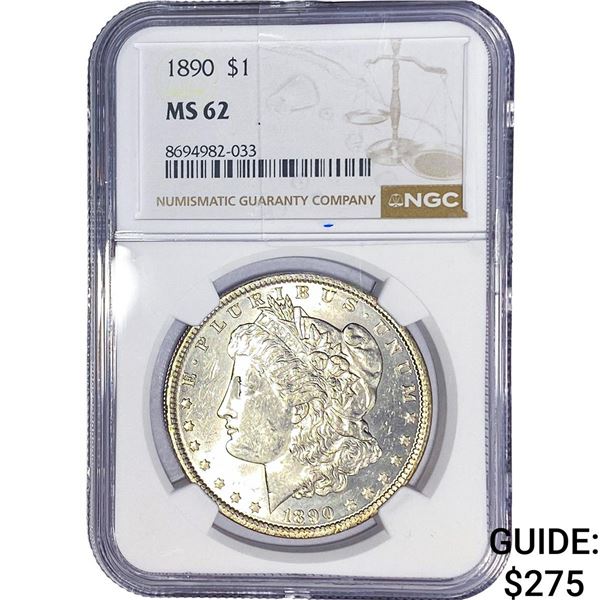 1890 Morgan Silver Dollar NGC MS62