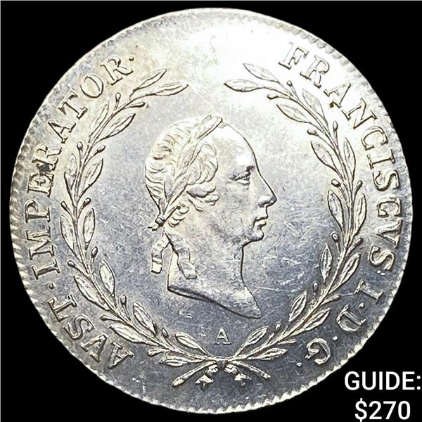 1827 Austria Empire Silver 20 Kreuzer