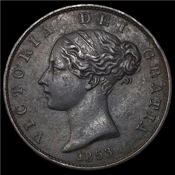 1853 Great Britain Copper 1/2 Penny KM 726