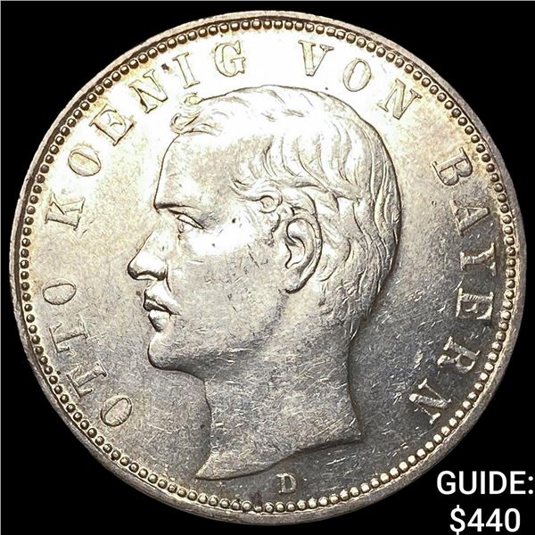 1913D Bavaria Silver 5 Mark
