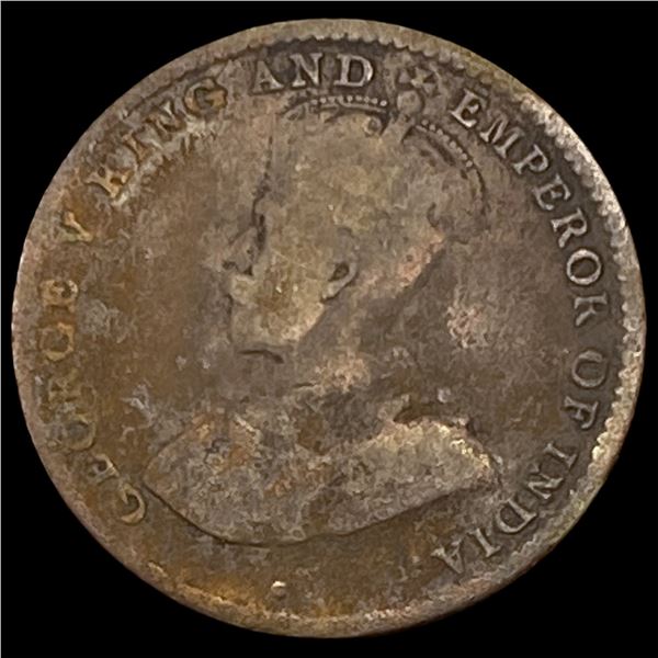 1911 Ceylon Silver 10 Cents