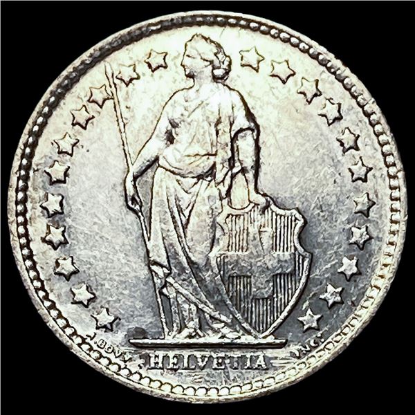 1958B Switzerland Silver 1/2 Franc KM-23