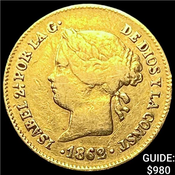 1862 Philippines Gold 1 Peso .0476 AGW
