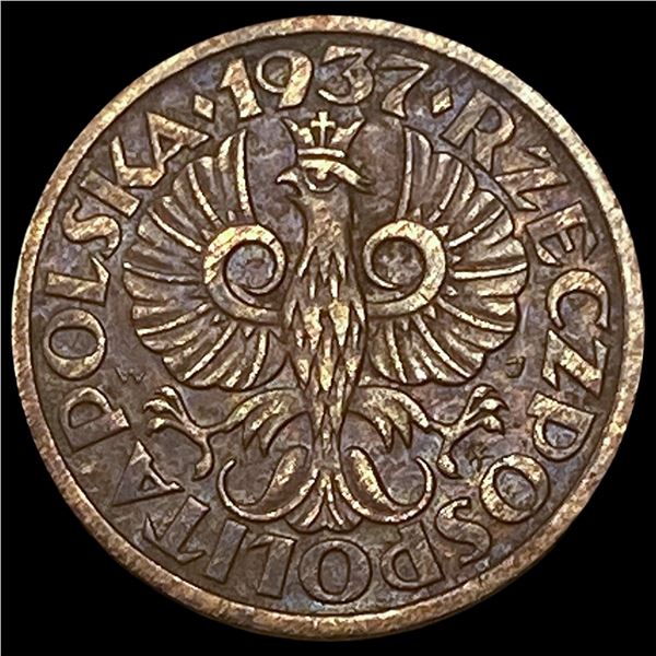 1937 Poland Bronze 1 Grosz KM 8A