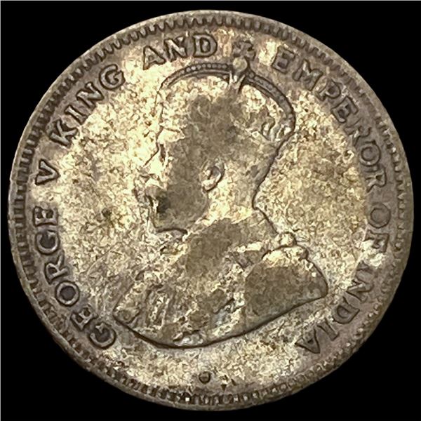 1920 Ceylon Silver 25 Cents