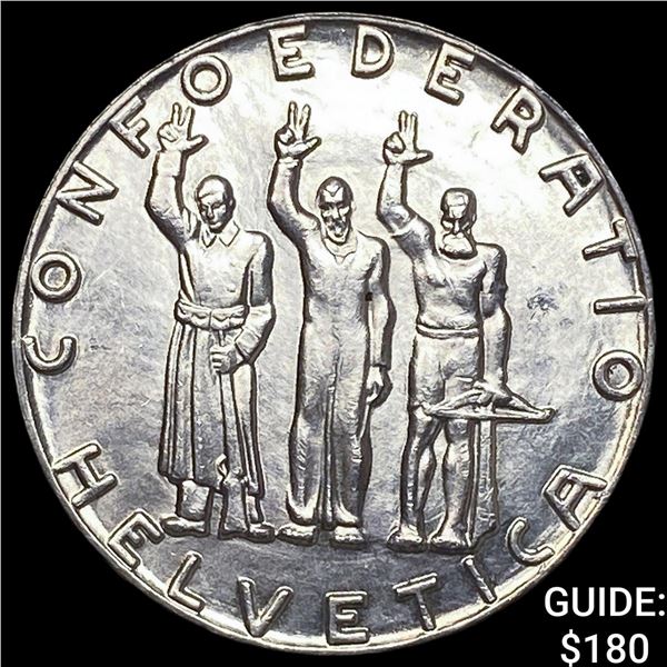 1941 Switzerland Silver 5 Francs