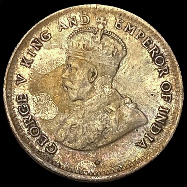 1913 Ceylon Silver 25 Cents