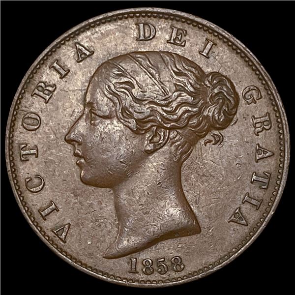 1858 Great Britain Copper 1/2 Penny KM 726