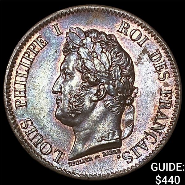 1844 French Colonies Bronze 5 Centimes