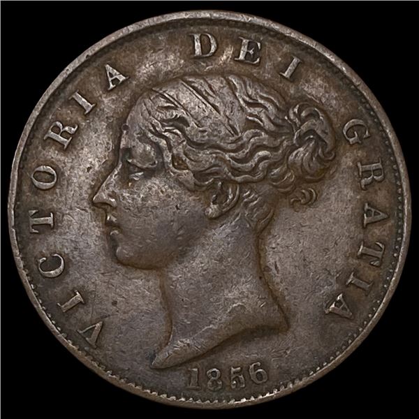 1856 Great Britain Copper 1/2 Penny