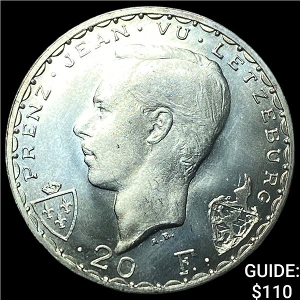 1946 Luxembourg Silver 20 Francs