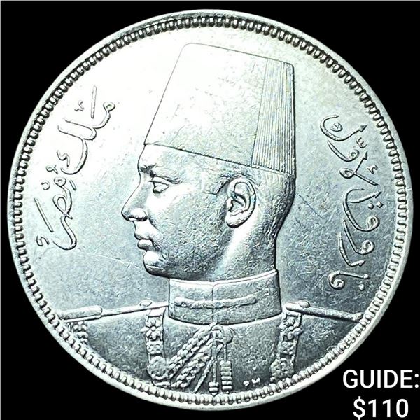 1939 Egypt Silver 5 Piastres