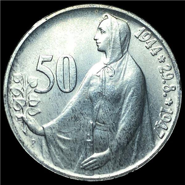 1947 Czechoslovakia Silver 50 Korun