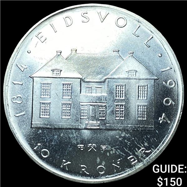 1964 Norway Silver 10 Kroner