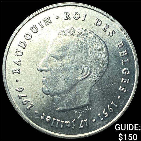 1976 Belgium Silver 250 Francs