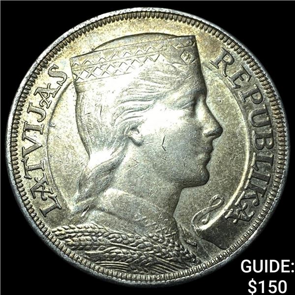 1932 Latvia Silvr 5 Lati